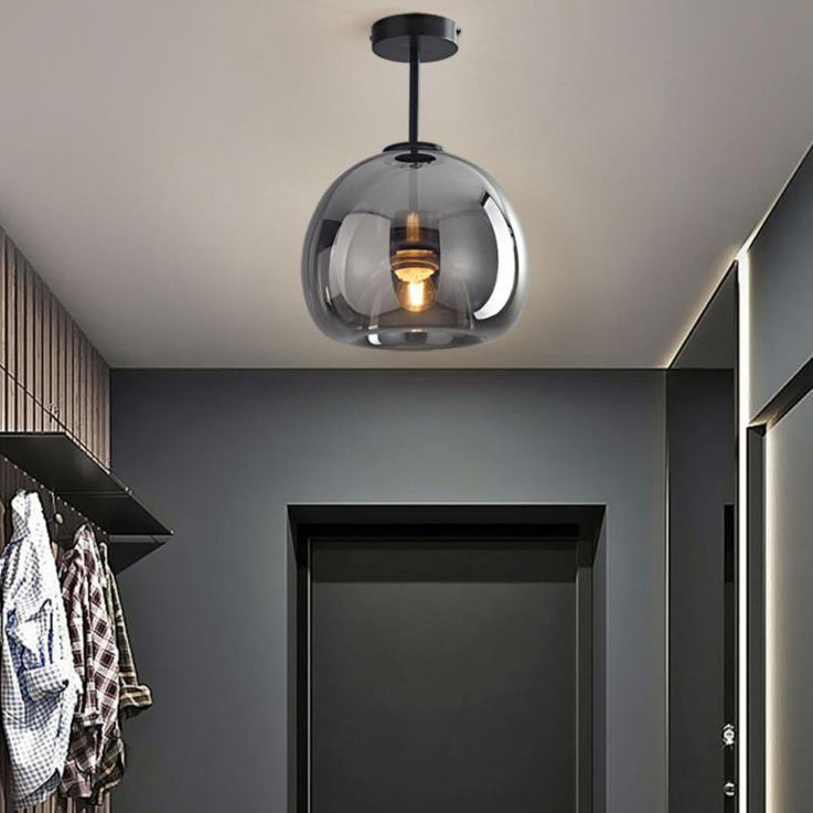 Lunara | Elegant Smoke Gray Glass Semi-Flush Mount Ceiling Light 0