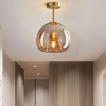 Lunara | Elegant Smoke Gray Glass Semi-Flush Mount Ceiling Light 1