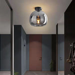 Lunara | Elegant Smoke Gray Glass Semi-Flush Mount Ceiling Light 2