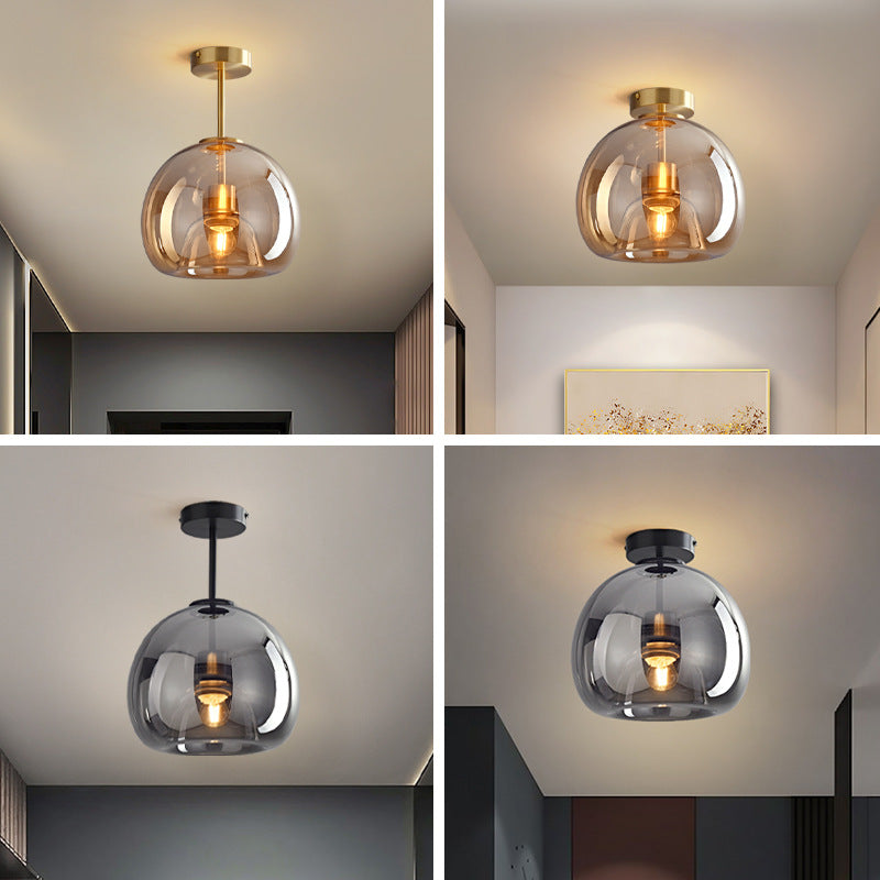 Lunara | Elegant Smoke Gray Glass Semi-Flush Mount Ceiling Light 4