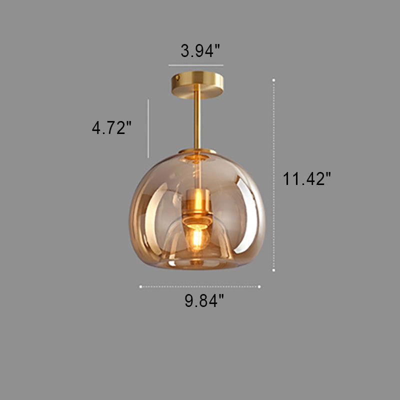 Lunara | Elegant Smoke Gray Glass Semi-Flush Mount Ceiling Light 5