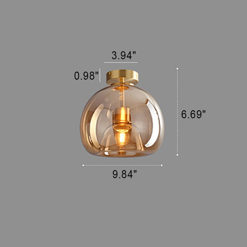 Lunara | Elegant Smoke Gray Glass Semi-Flush Mount Ceiling Light 6
