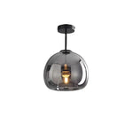 Lunara | Elegant Smoke Gray Glass Semi-Flush Mount Ceiling Light 7