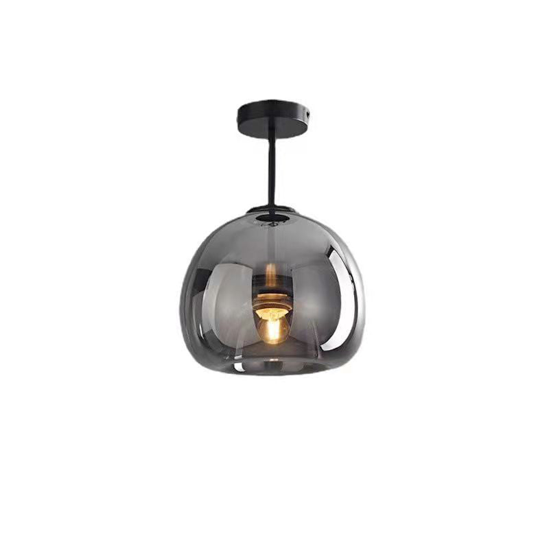 Lunara | Elegant Smoke Gray Glass Semi-Flush Mount Ceiling Light 7
