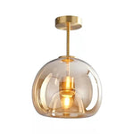 Lunara | Elegant Smoke Gray Glass Semi-Flush Mount Ceiling Light 8