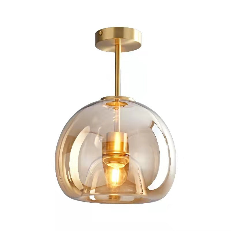 Lunara | Elegant Smoke Gray Glass Semi-Flush Mount Ceiling Light 8