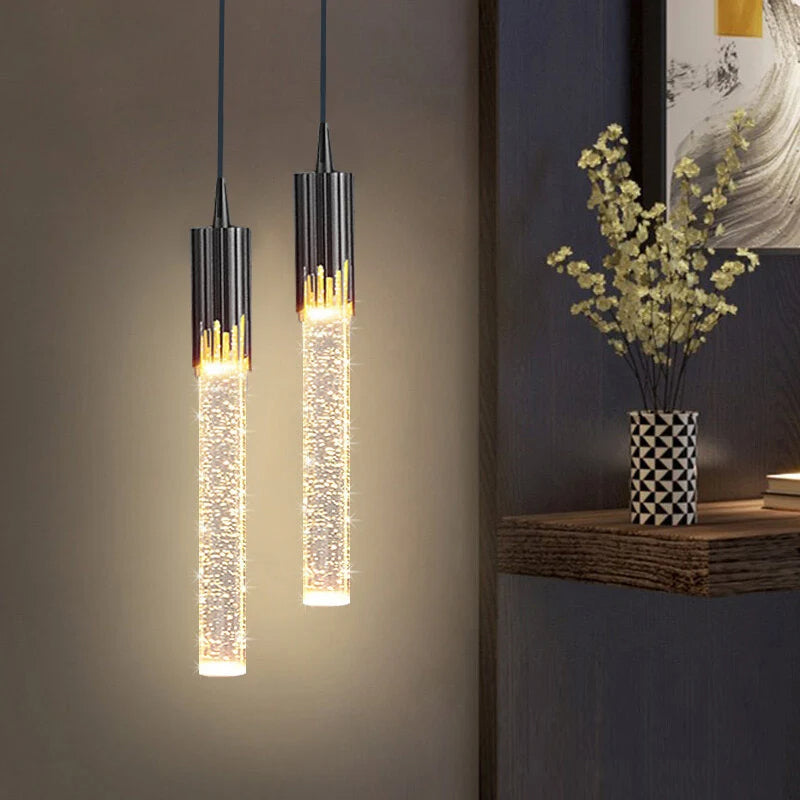 Lustreau | Glass Pendant Lamp with Cylindrical Shade & Warm White Glow | Elegant Lighting for Cozy Spaces 6