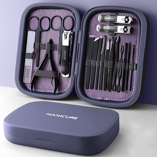 LuxNails | Professional Stainless Steel Manicure & Pedicure Set with 18 Tools | Portable Storage for On-the-Go Nail Care 0