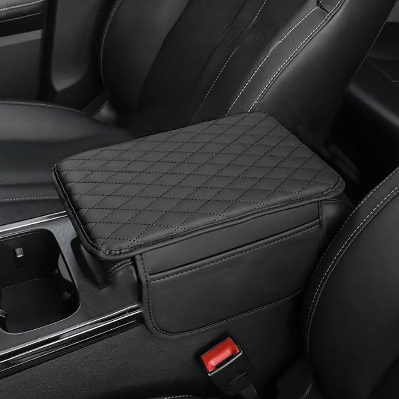 Luxe Comfort | PU Leather Car Armrest Mat with Storage Pockets | Stylish Protection for Your Vehicle 0