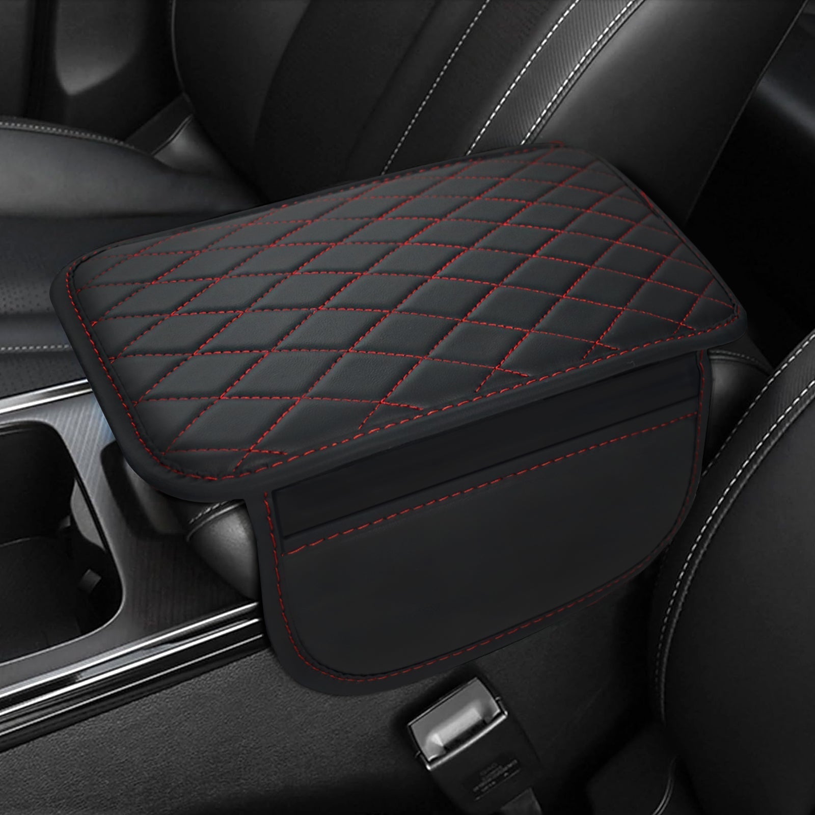 Luxe Comfort | PU Leather Car Armrest Mat with Storage Pockets | Stylish Protection for Your Vehicle 5