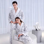 Luxe Jacquard Bathrobe | Double-Layer Comfort for Couples Relaxation 4