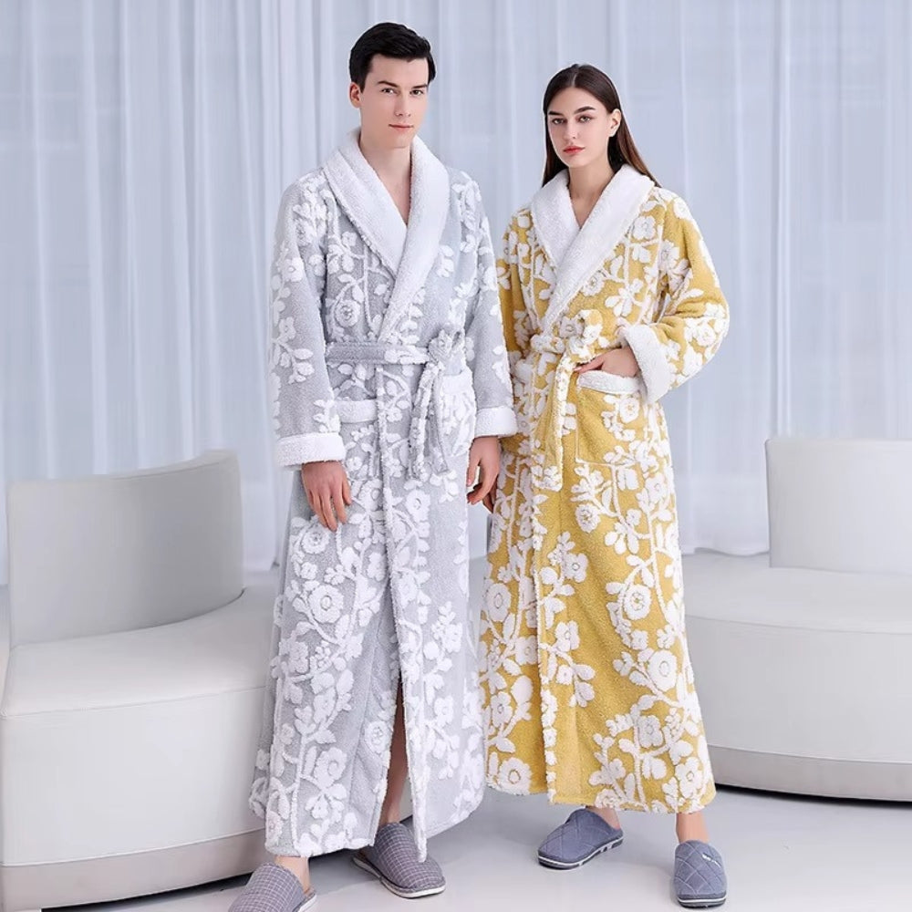 Luxe Jacquard Bathrobe | Double-Layer Comfort for Couples Relaxation 7