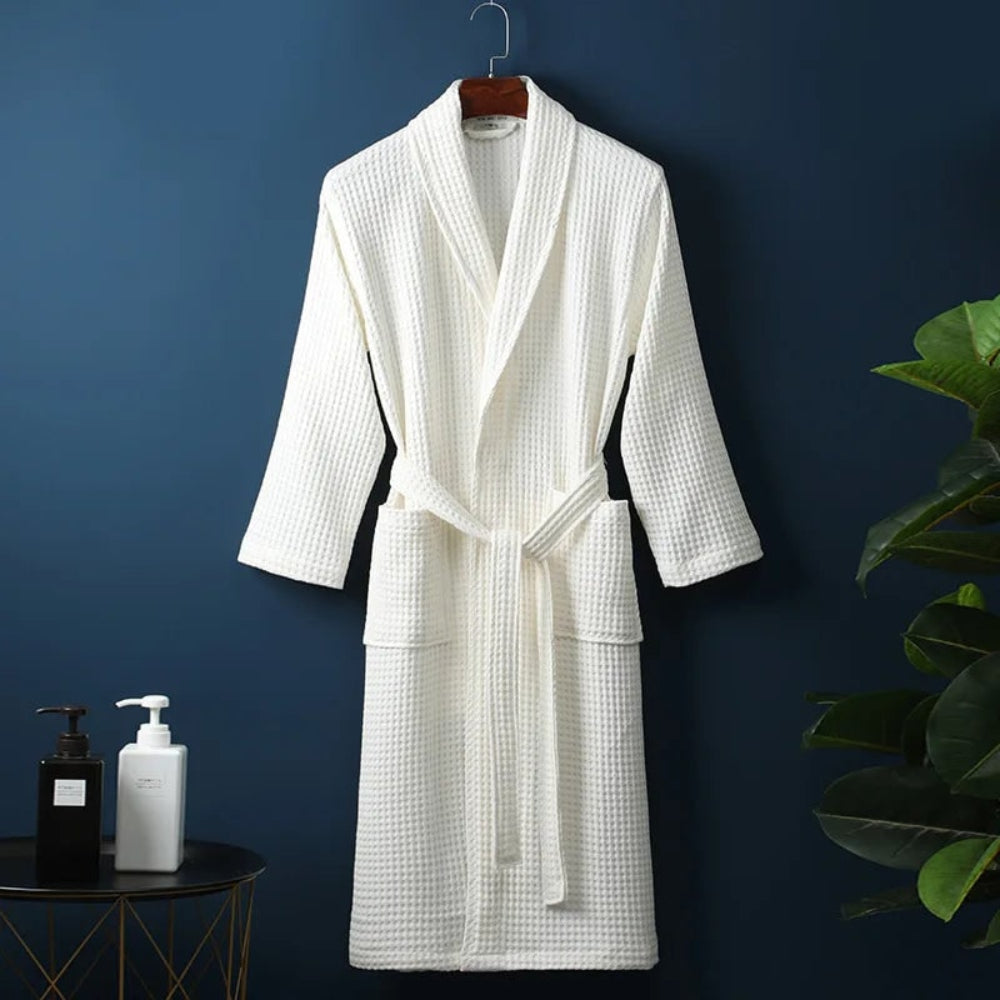 Luxury Cotton Bathrobe with Waffle Weave Design | Soft & Breathable Comfort for Year-Round Relaxation 0
