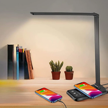 LED Table Lamp with USB Charging Port, Adjustable Desk Lamp with Touch Control, Bedside Lamp for Nightstand