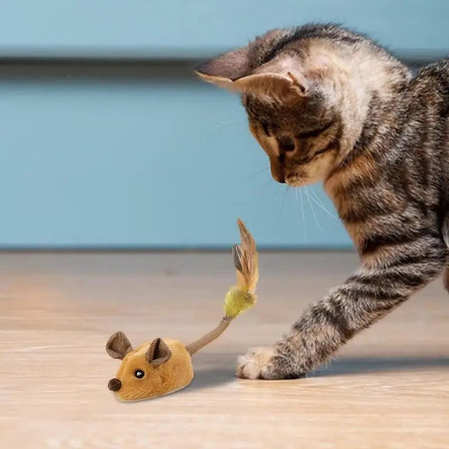 Interactive Cat Toys, Automatic Cat Toy Mouse with Obstacle Avoidance, Rechargeable Plush Mouse Toy for Kittens