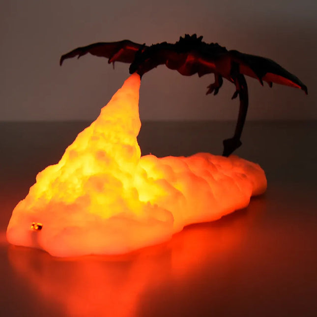 Fire Breathing Dragon Lamp, 3D Dragon Night Light with Flickering Flame, USB Decorative Lamp for Any Room