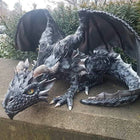 Dragon Garden Statue, Gothic Crouching Dragon Statue for Patio, Outdoor Decoration, Resin Dragon Figurine