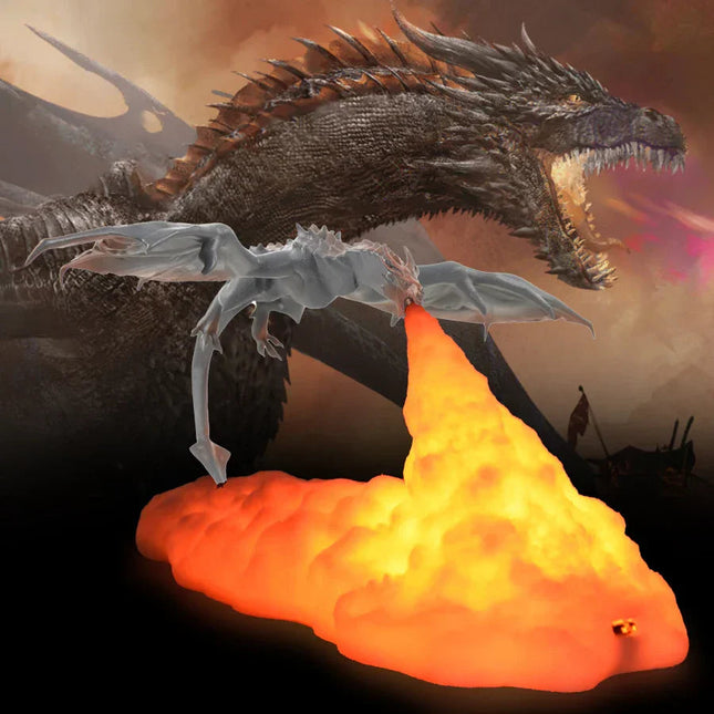 Fire Breathing Dragon Lamp, 3D Dragon Night Light with Flickering Flame