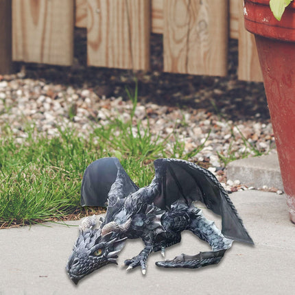 Dragon Garden Statue, Gothic Crouching Dragon Statue for Patio
