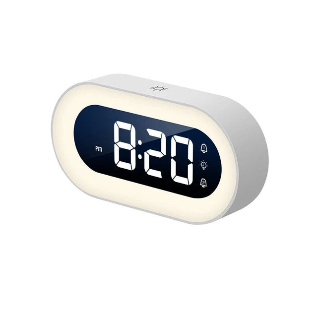 Digital Alarm Clock with Night Light, Light Alarm Clock for Bedroom, Rechargeable LED Digital Clock with Nature Sounds