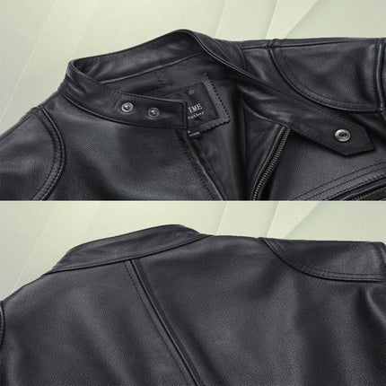 Brown Leather Moto Jacket, Black Leather Jacket – image 8