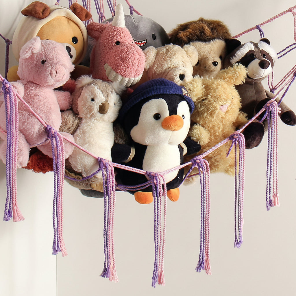 Macrame Toy Storage Hammock with Durable Design | Space-Saving Organizer for Kids' Rooms 13