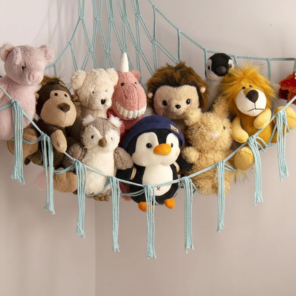 Macrame Toy Storage Hammock with Durable Design | Space-Saving Organizer for Kids' Rooms 8