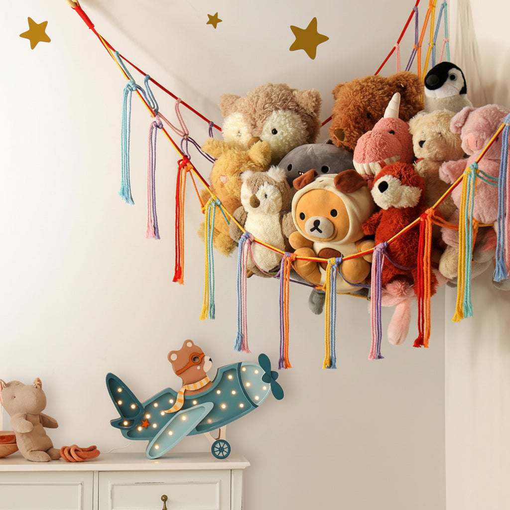 Macrame Toy Storage Hammock with Durable Design | Space-Saving Organizer for Kids' Rooms 9