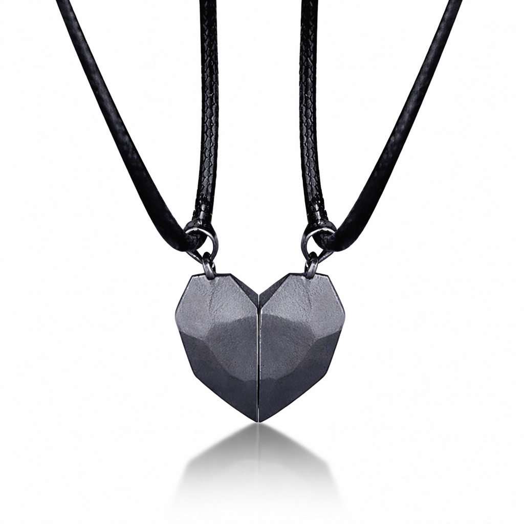 Magnetic Heart | Couple Necklace Set with Electrocardiogram Design | Matching Jewelry for Connection and Love 0