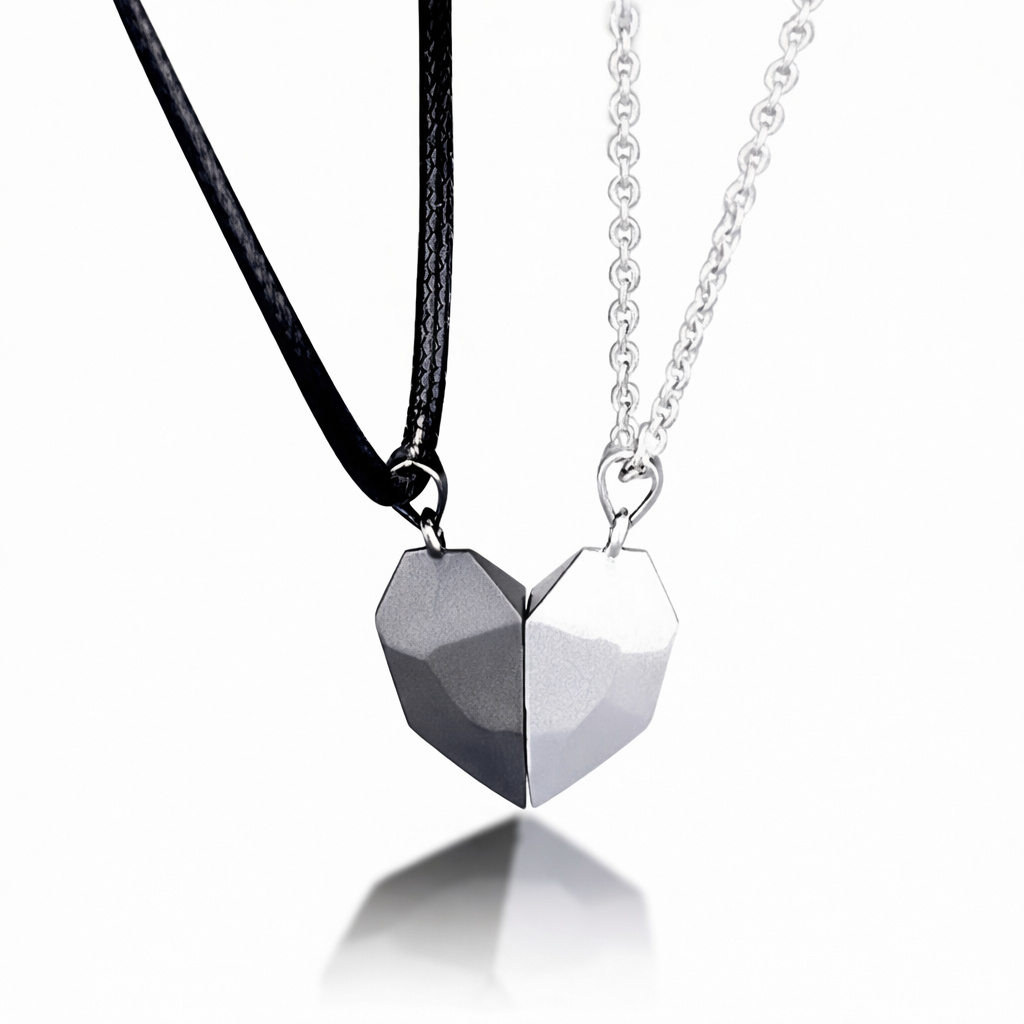 Magnetic Heart | Couple Necklace Set with Electrocardiogram Design | Matching Jewelry for Connection and Love 4