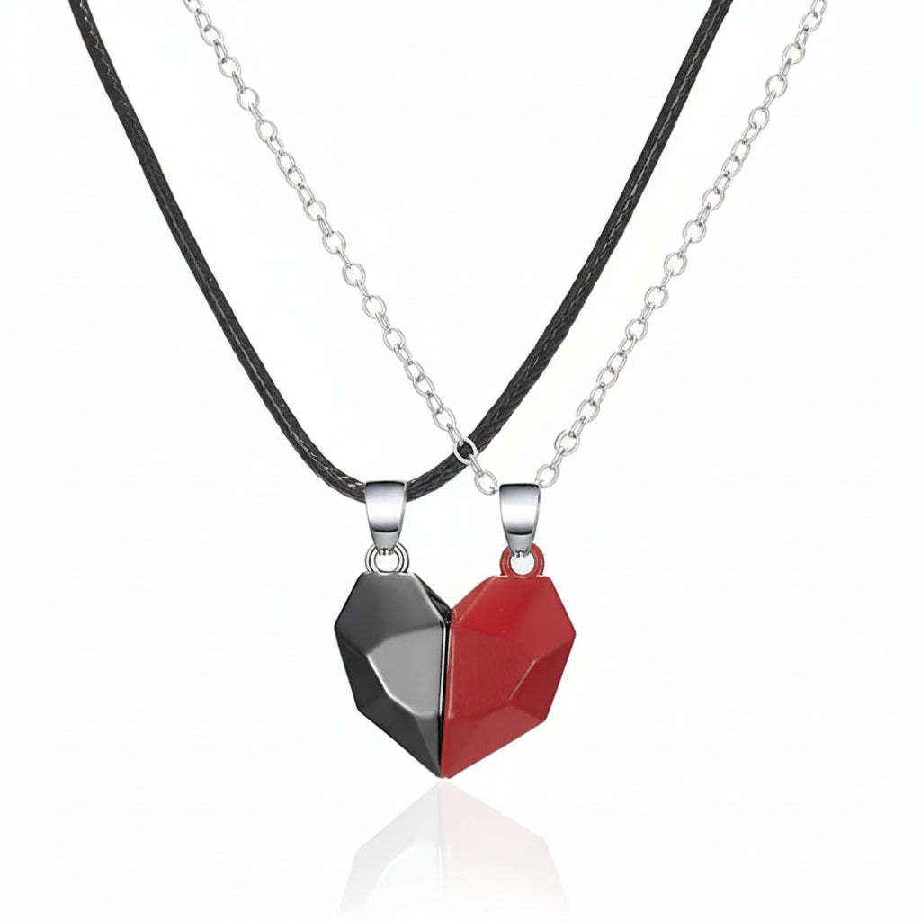 Magnetic Heart | Couple Necklace Set with Electrocardiogram Design | Matching Jewelry for Connection and Love 6