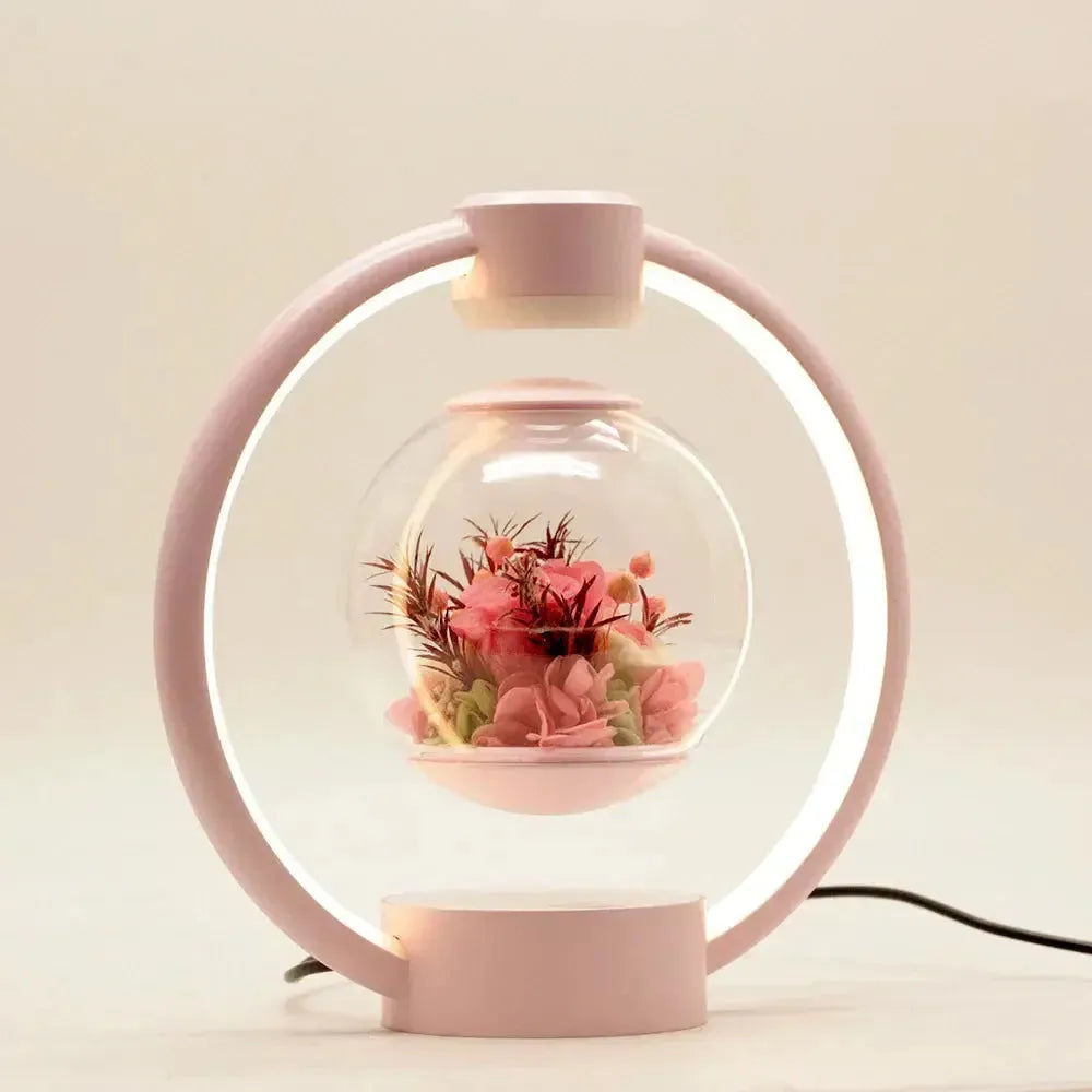 Magnetic Levitation Table Lamp with LED Light | Floating Floral Centerpiece for Enchanting Ambiance 4