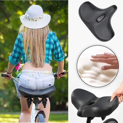 Comfortable Bike Saddle for Long Rides, Memory Foam Bicycle Saddle with Dual Springs, Waterproof Comfort Bike Seat