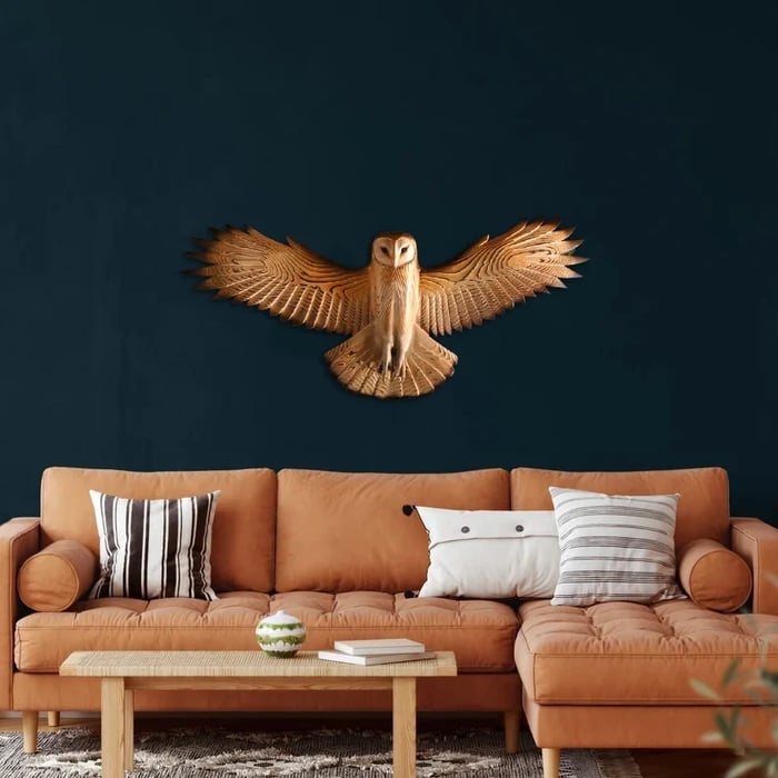 Majestic Owl | Carved Wood Wall Art with Intricate Craftsmanship | Rustic Decor for Tranquil Spaces 4