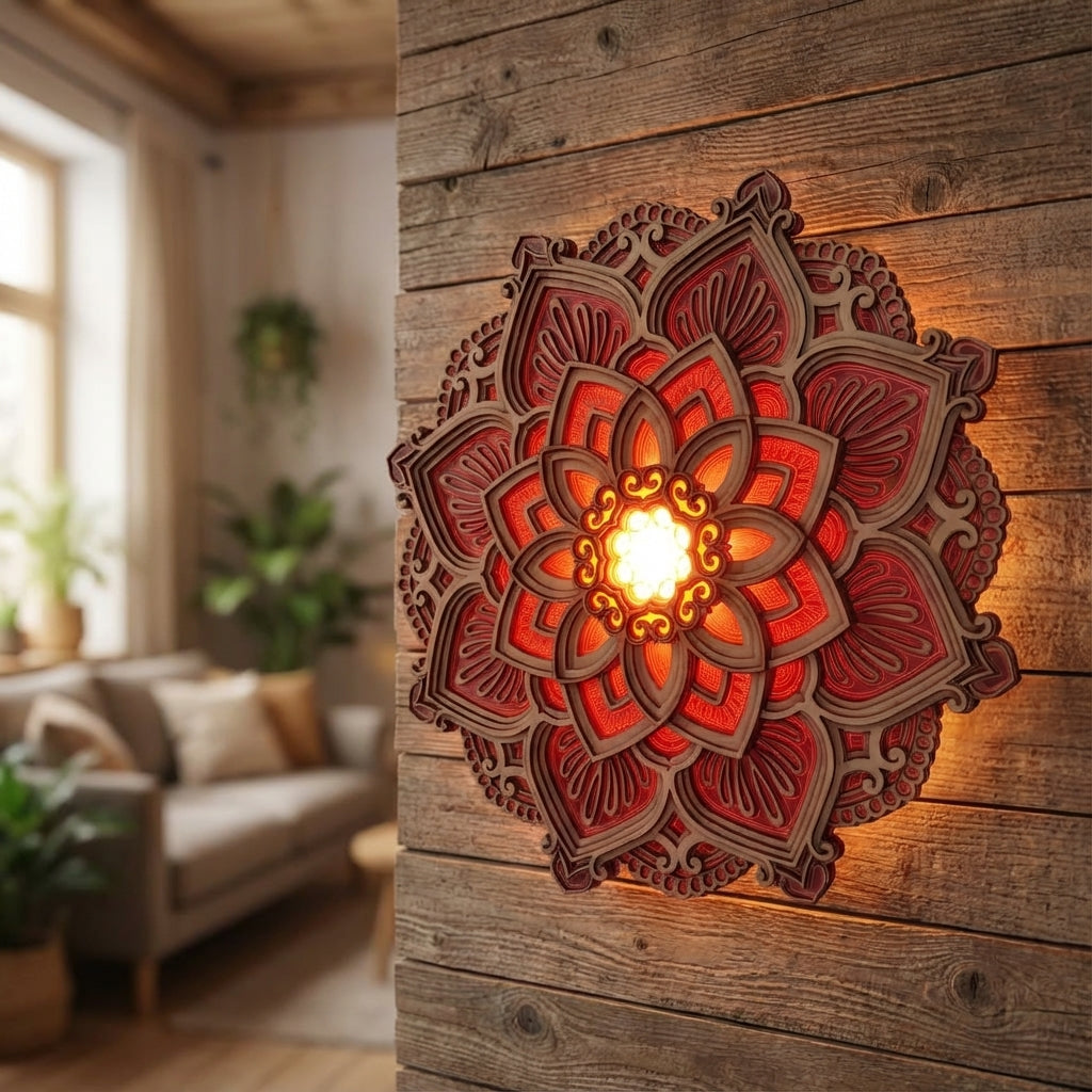 Mandarise | Decorative Wall Mandala Lamp with Adjustable Brightness | Soothing Light for Relaxation 0