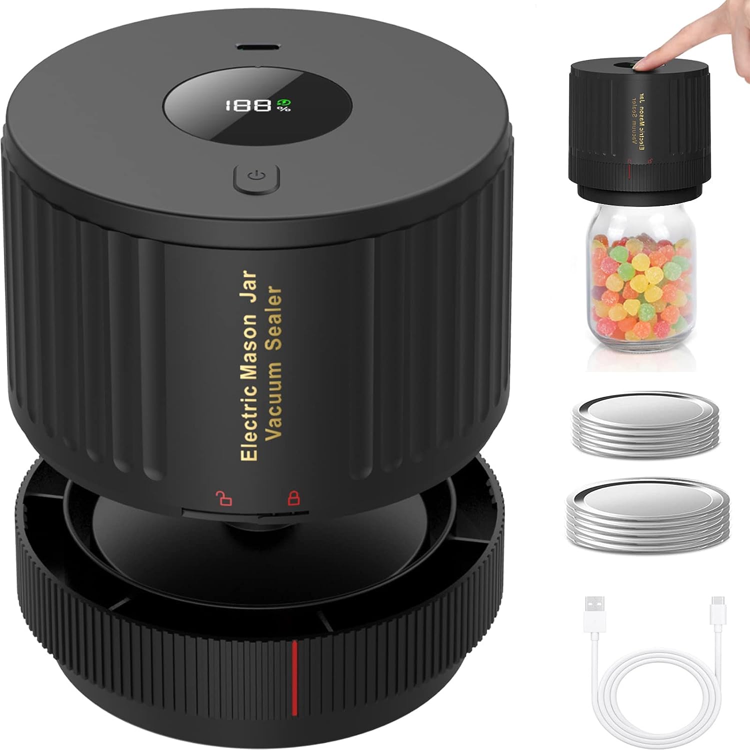 Mason Jar Vacuum Sealer Kit | Electric Food Storage Tool for Freshness 0