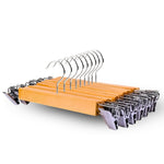 Maxwell | Premium Wooden Pants Hangers with Strong Clips | 10-Piece Set for Neat Wardrobe Organization 7