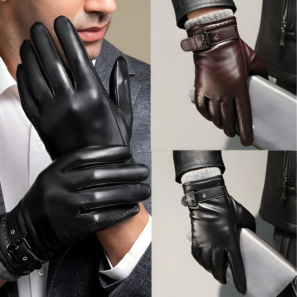 Men's Winter Touchscreen Gloves with Secure Strap Closure for Driving 4