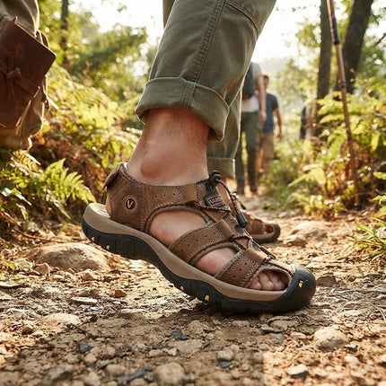 Mens Sandals, Outdoor Comfort Sandals with Arch Support, Orthopedic Sandals for Walking with Adjustable Straps