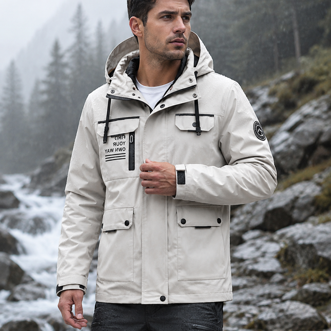 Mens Rain Jacket with Hood, Waterproof Rain Jackets for Men for Hiking and Camping, Windproof Mens Waterproof Jacket