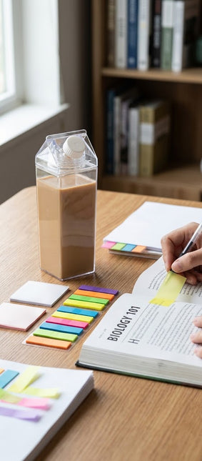 Water Bottle Milk Carton Style, Reusable Water Bottle with Leak Proof Lid