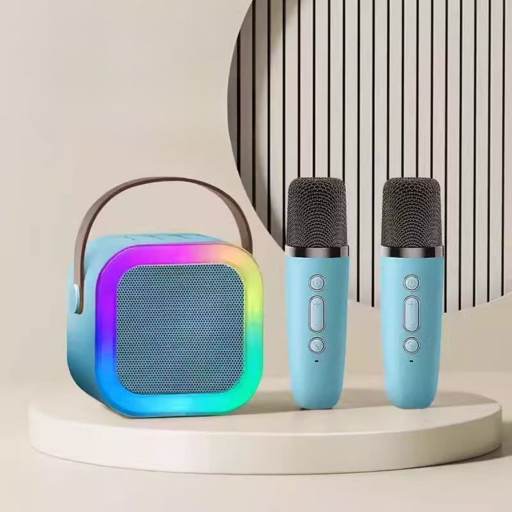 Mini Karaoke Machine | Bluetooth Speaker with Wireless Microphones | Portable Fun for Kids and Families 0