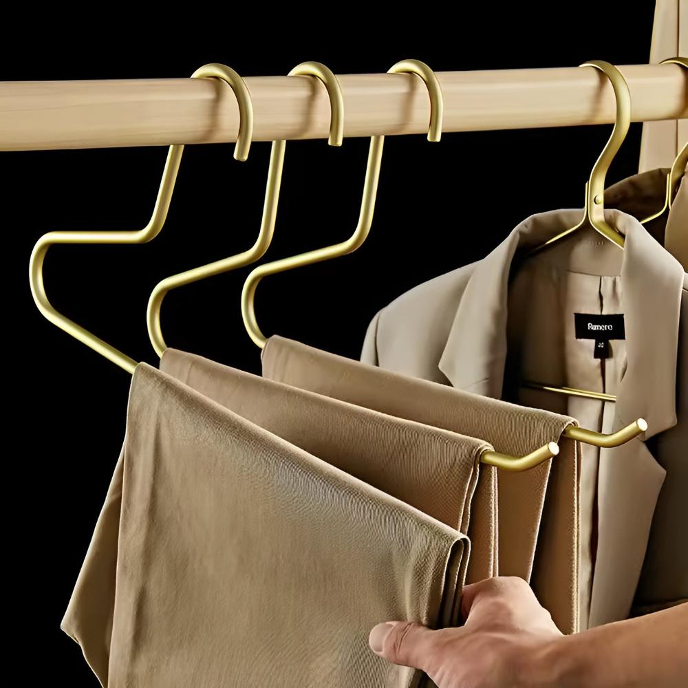 Minimalist Metal Hangers with Non-Slip Coating | Set of 5 for Stylish Closet Organization 0