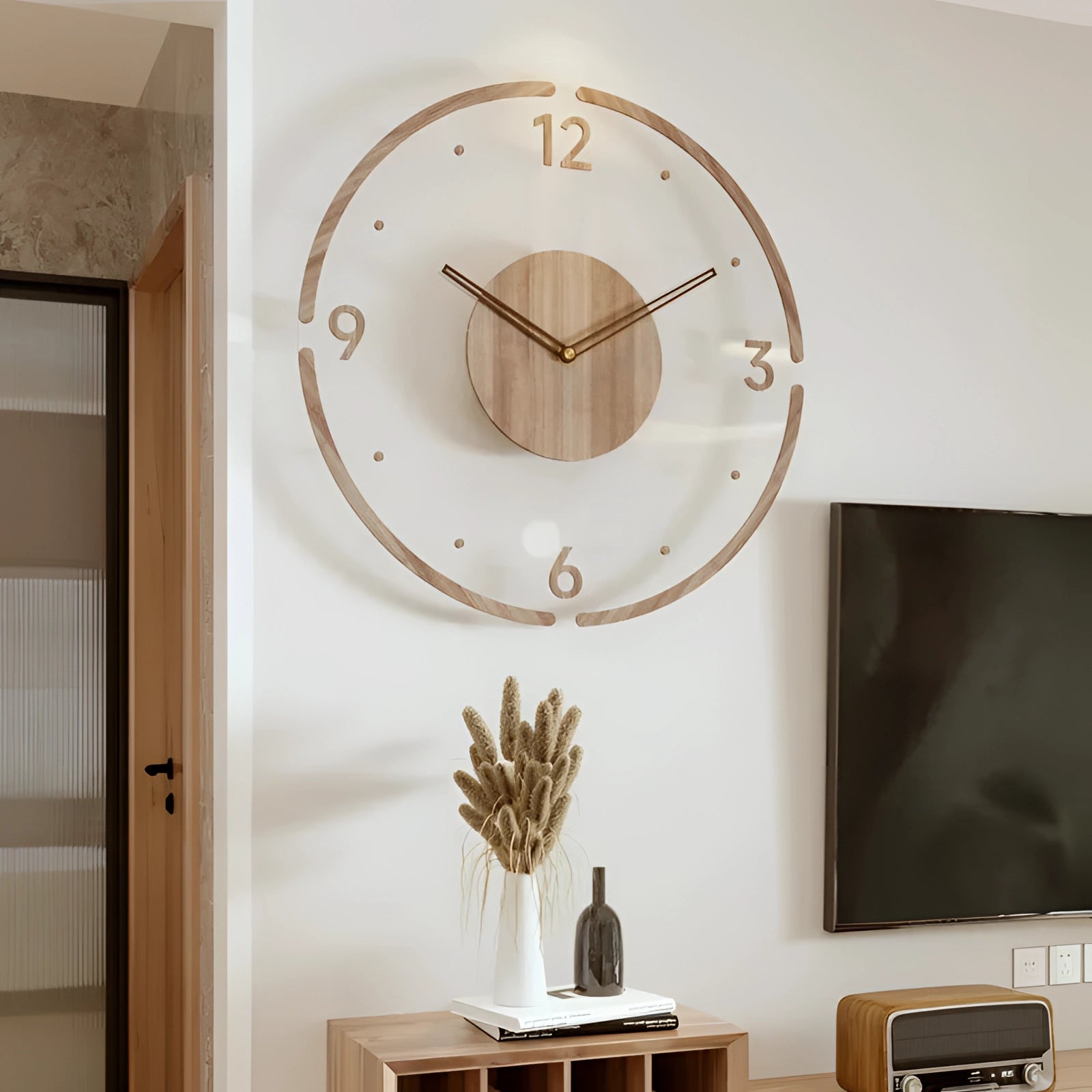 Minimalist Wooden Wall Clock | Large 40cm Design with Silent Quartz Mechanism for Modern Decor 0