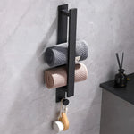 Modern Black Towel Rack with No-Drill Installation | Space-Saving Solution for Bathrooms 0