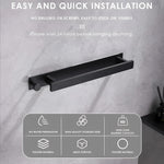 Modern Black Towel Rack with No-Drill Installation | Space-Saving Solution for Bathrooms 2