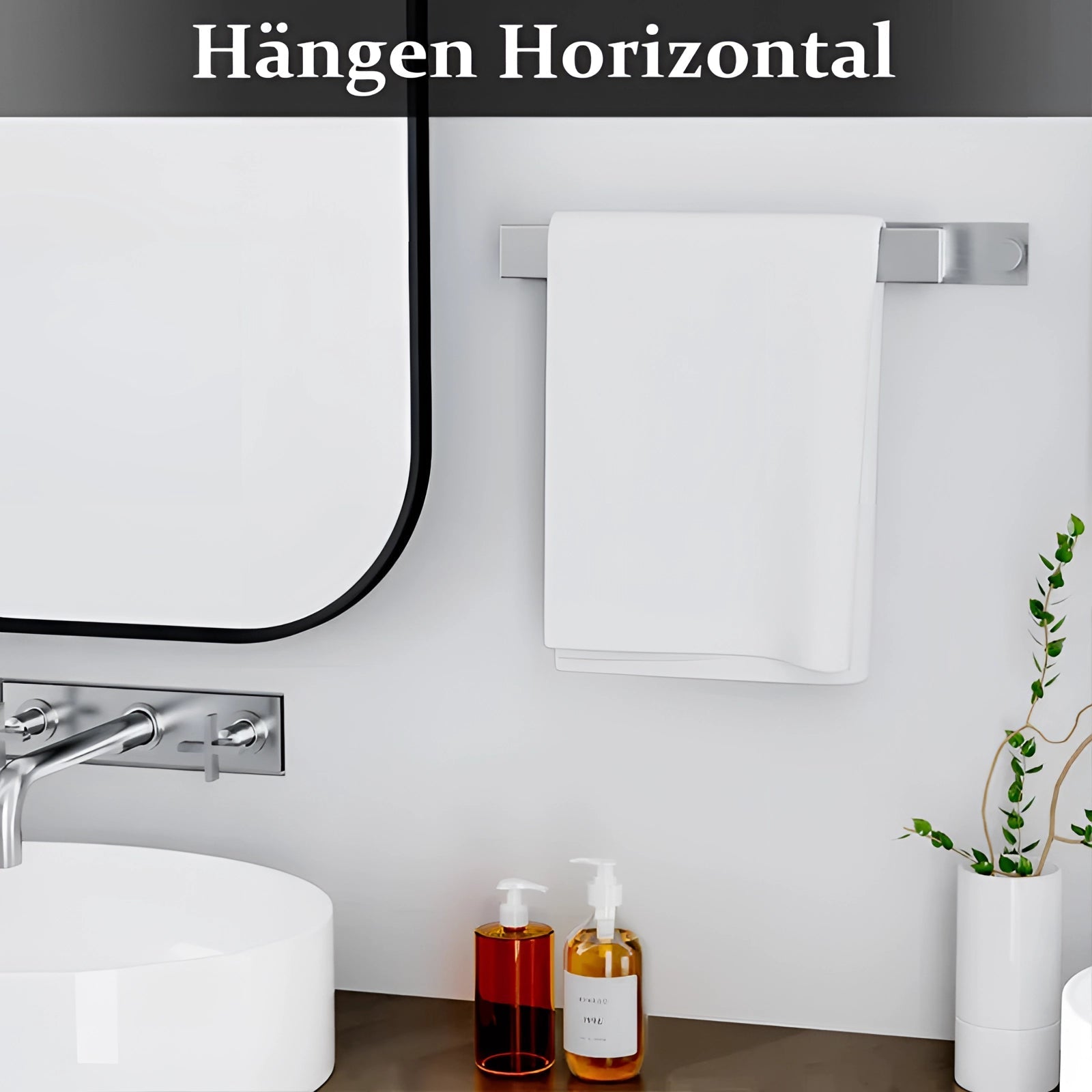Modern Black Towel Rack with No-Drill Installation | Space-Saving Solution for Bathrooms 4