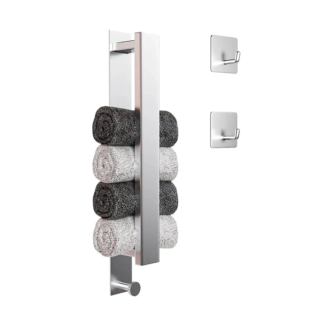 Modern Black Towel Rack with No-Drill Installation | Space-Saving Solution for Bathrooms 7