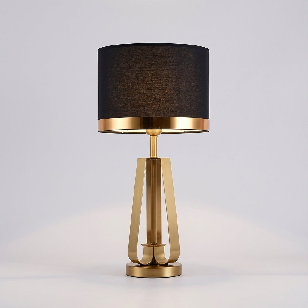 Modern Cone Table Lamp with Soft Fabric Shade | Elegant Gold Finish for Warm Ambiance 0