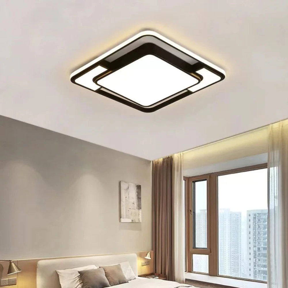 Modern Geometric LED Ceiling Light with Remote Control & Adjustable Brightness | Stylish Illumination for Any Room 0